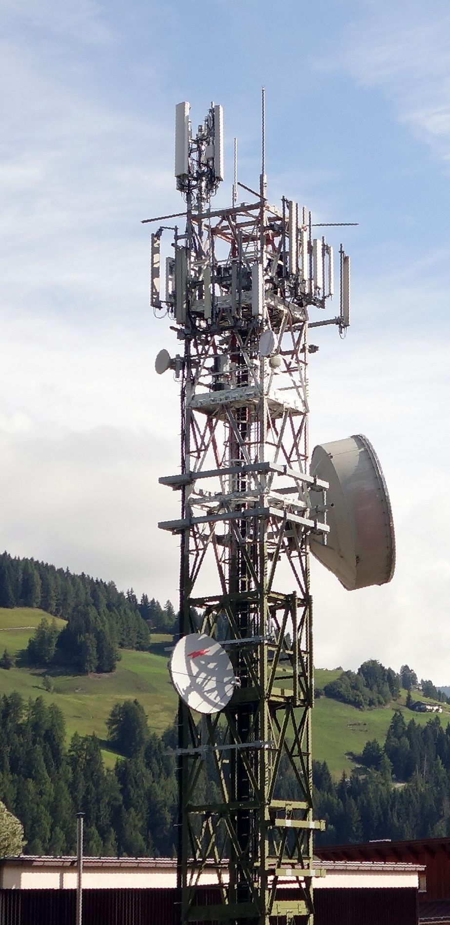 Die Anlage im September 2019 mit den Antennen von Vodafone.